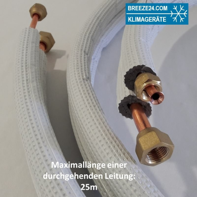 1/4" / 3/8" (6,35/9,52mm) Kältemittelleitung isoliert und gebördelt