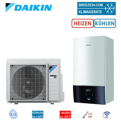 Daikin Altherma 3 R W Set ERGA08EVH7 + EHBX08E6V Wärmepumpe + Hydromodul mit Heizstab 6 kW | WiFi