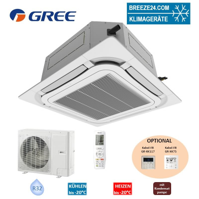 GREE Set 4-Wege-Deckenkassette 5,0 kW - GUD50T1 + Panel - TF05 + GUD50W1/NhA-S  R32 Klimaanlage