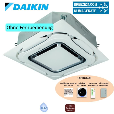 Daikin Deckenkassette 6,8 kW - FCAG71B-4 mit Blende BYCQ140EP Design weiss R32