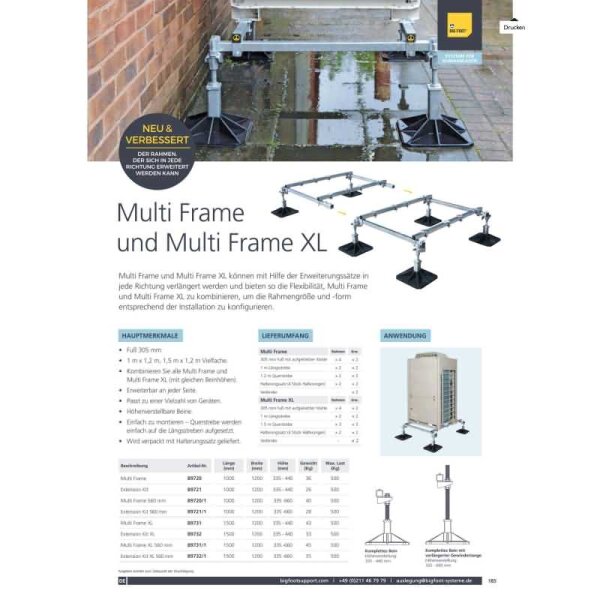 Aspen Big Foot-Multi-Frame Anbau (1m x 1,2m) Montagesystem für Außeneinheiten B9721 für B9720