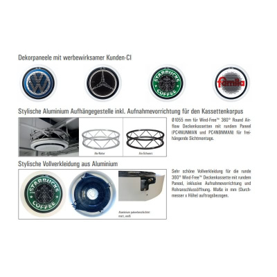 Samsung AM 045 KN4DEH + Paneel PC4NUNMAN Wind-Free 360° Round Airflow Deckenkassette nur DVM S 4,5kW