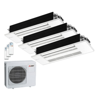 Mitsubishi Electric 1-Wege-Deckenkassette mit Blende Set 2,5 kW 3 x MLZ-KP25VF + MXZ-3F54VF4 R32