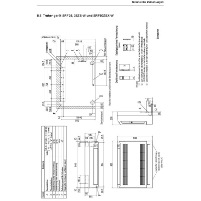 Mitsubishi Heavy Set 3 Truhengeräte 2,5/3,5kW 2 x SRF25ZS-W + SRF35ZS-W + SCM60ZS-W R32