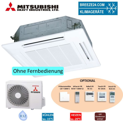 Mitsubishi Heavy Set 4-Wege-Deckenkassette 4,0 kW Standardpaneel FDT40VH + SRC40ZSX-W1 R32