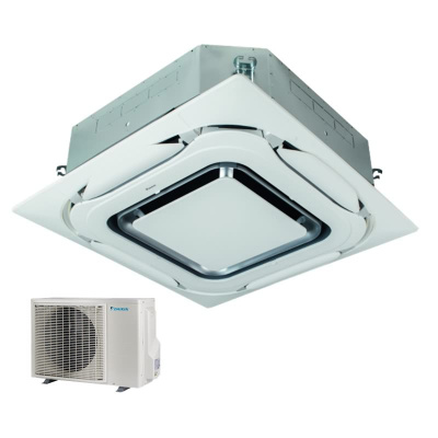 Daikin Set 4-Wege-Deckenkassette 3,5kW -  FCAG35B-4 + Blende BYCQ140EP Design weiss + RXM35A9