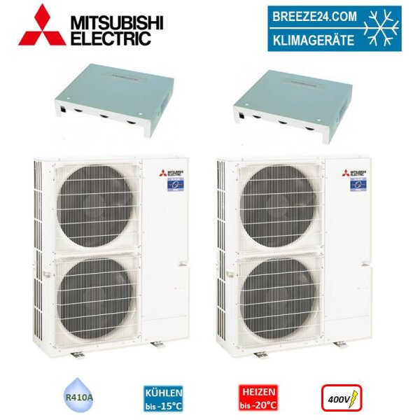 Mitsubishi Electric CU-ZRP38C 2 x PUHZ-ZRP200YKA + PAC-IF013 + PAC-SIF013 Kaskade für RLT 38kW 400V