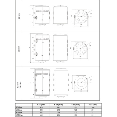 TESY VB 8047 A02 P2  Pufferspeicher emailliert 80 Liter ohne Wärmetauscher