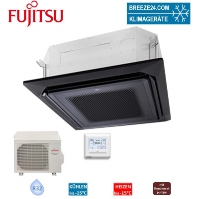 Fujitsu Set AUXG18KRLB + AOEG18KBTB 4-Wege-Deckenkassette schwarz 5,2 kW -  R32 Klimaanlage